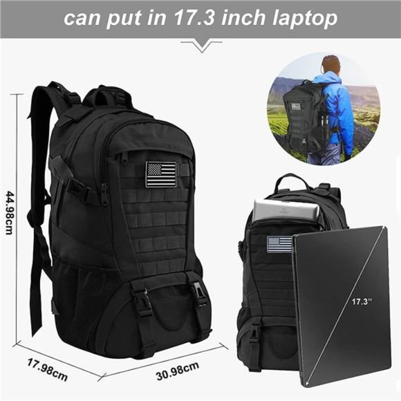 Tactical Backpack for Men Hiking Day Pack Molle Military Rucksack Waterproof 30L - Picture 2 of 6